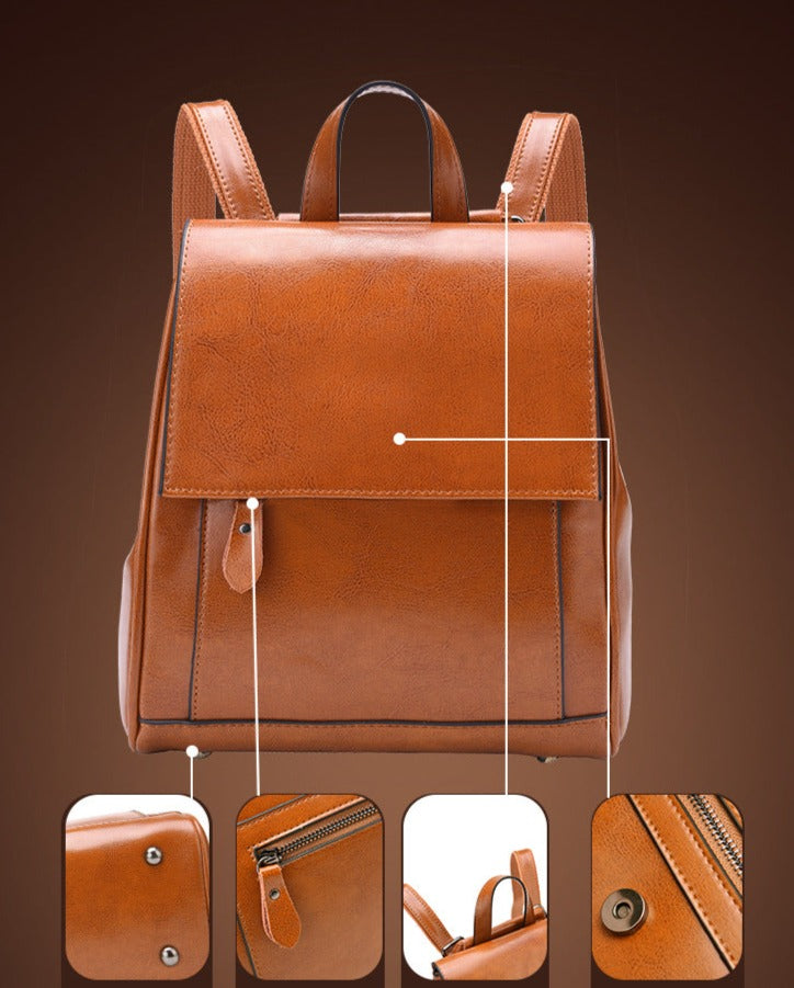 Women's Genuine Leather Retro Backpack