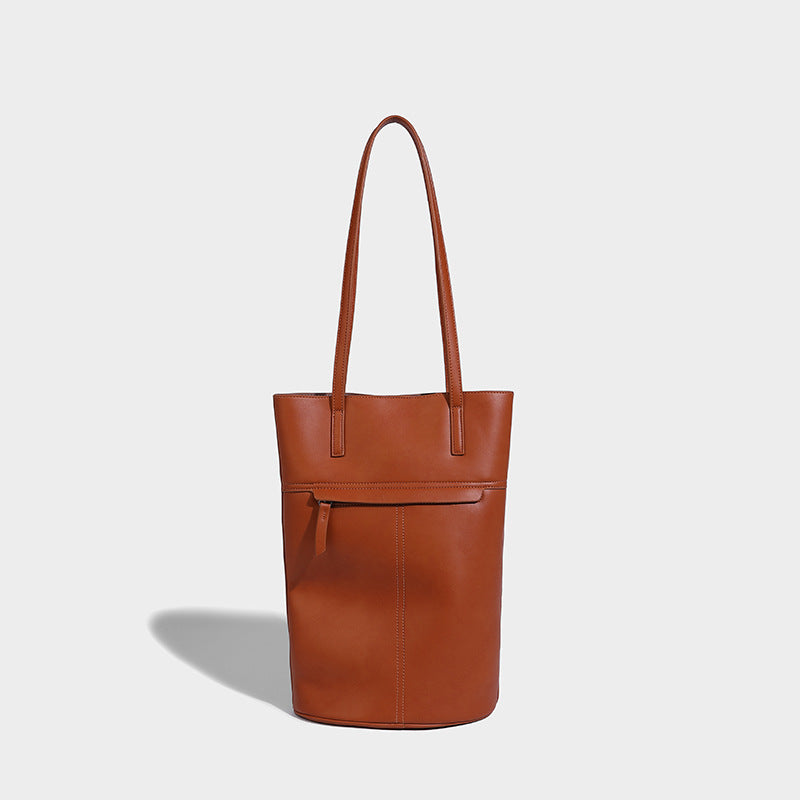 Tanned Cowhide Retro Style Tote Leather Shoulder Bag