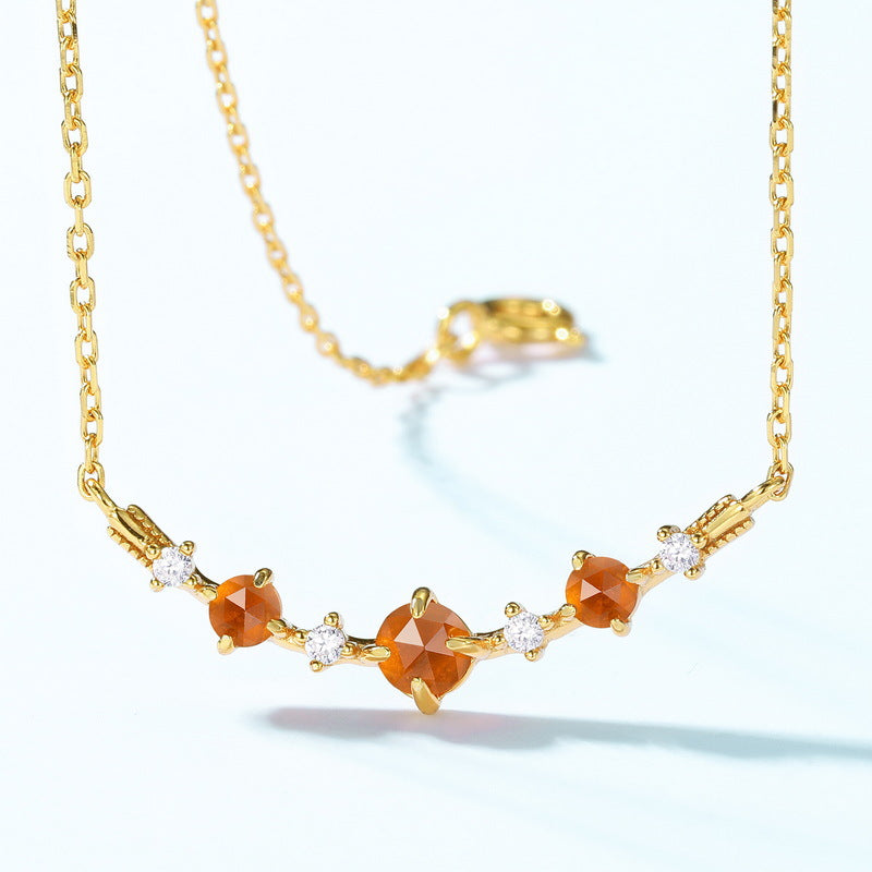 Retro Style Geometric Garnet Necklace Clavicle Chain