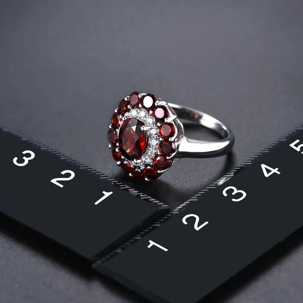 Natural Mozambique Garnet Silver Vintage Ring