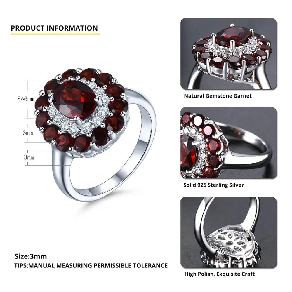 Natural Mozambique Garnet Silver Vintage Ring