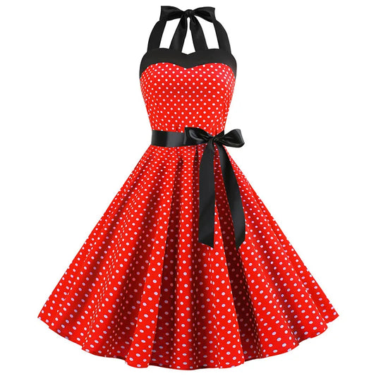 50s 60s Sexy Retro Halter Gothic Pin Up Dress