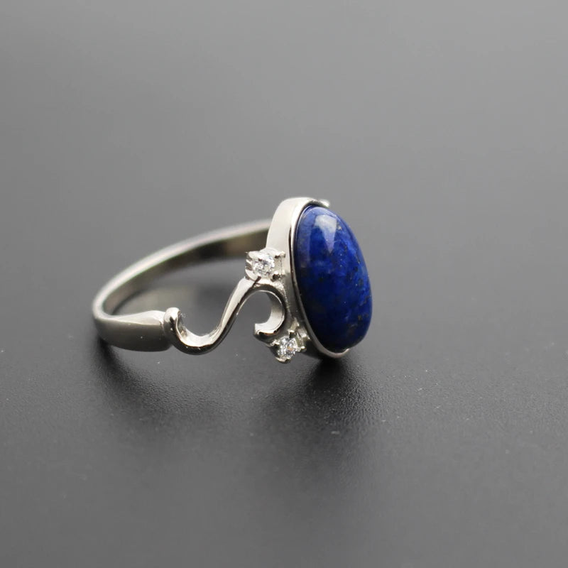 Women's Nature Lapis Stone Ring 925 Sterling Silver