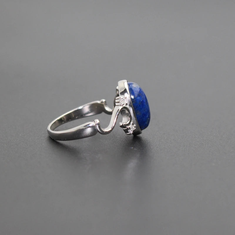 Women's Nature Lapis Stone Ring 925 Sterling Silver