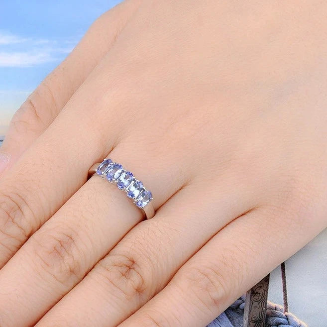 1.2 Carat Natural Tanzanite Silver Ring for Women