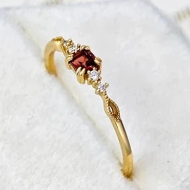 Natural Garnet Thin Rings 925 Sterling Silver Gold Vermeil