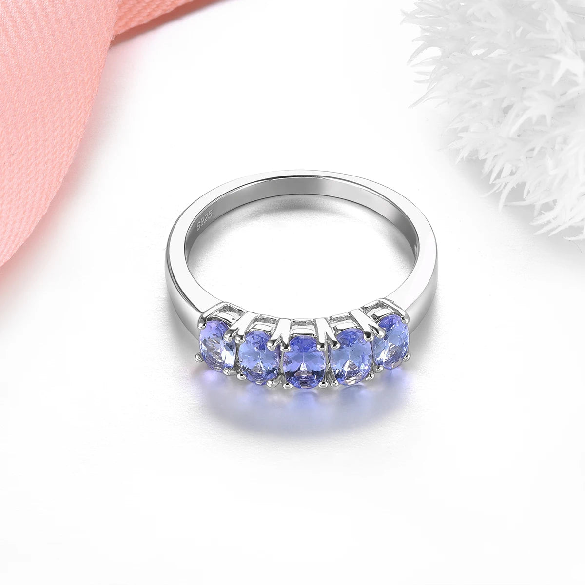 1.2 Carat Natural Tanzanite Silver Ring for Women