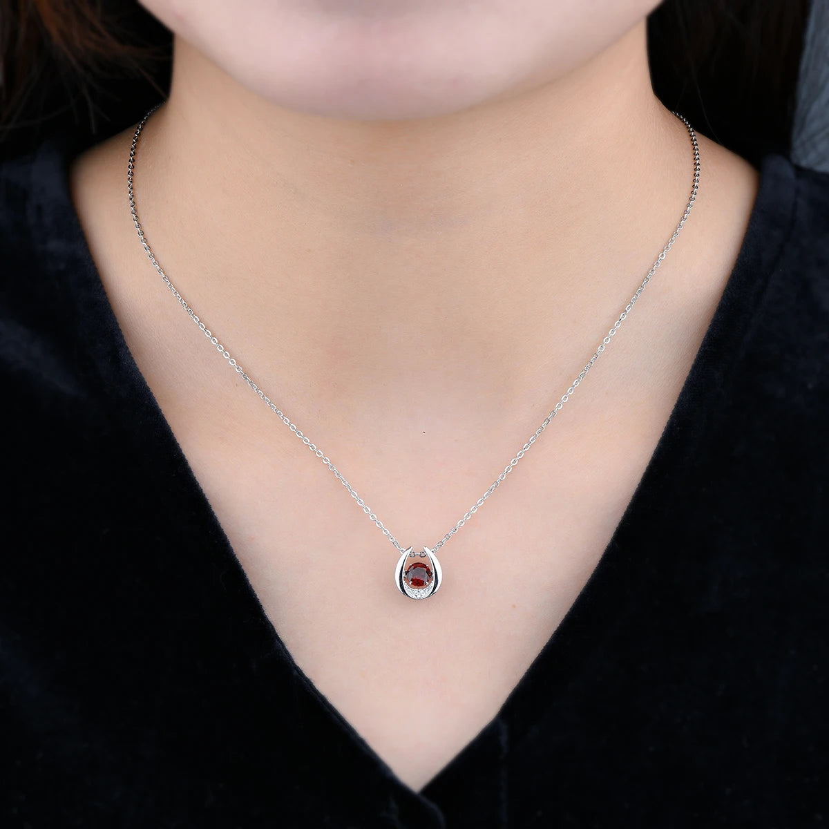 Red Garnet Sterling Silver Pendants