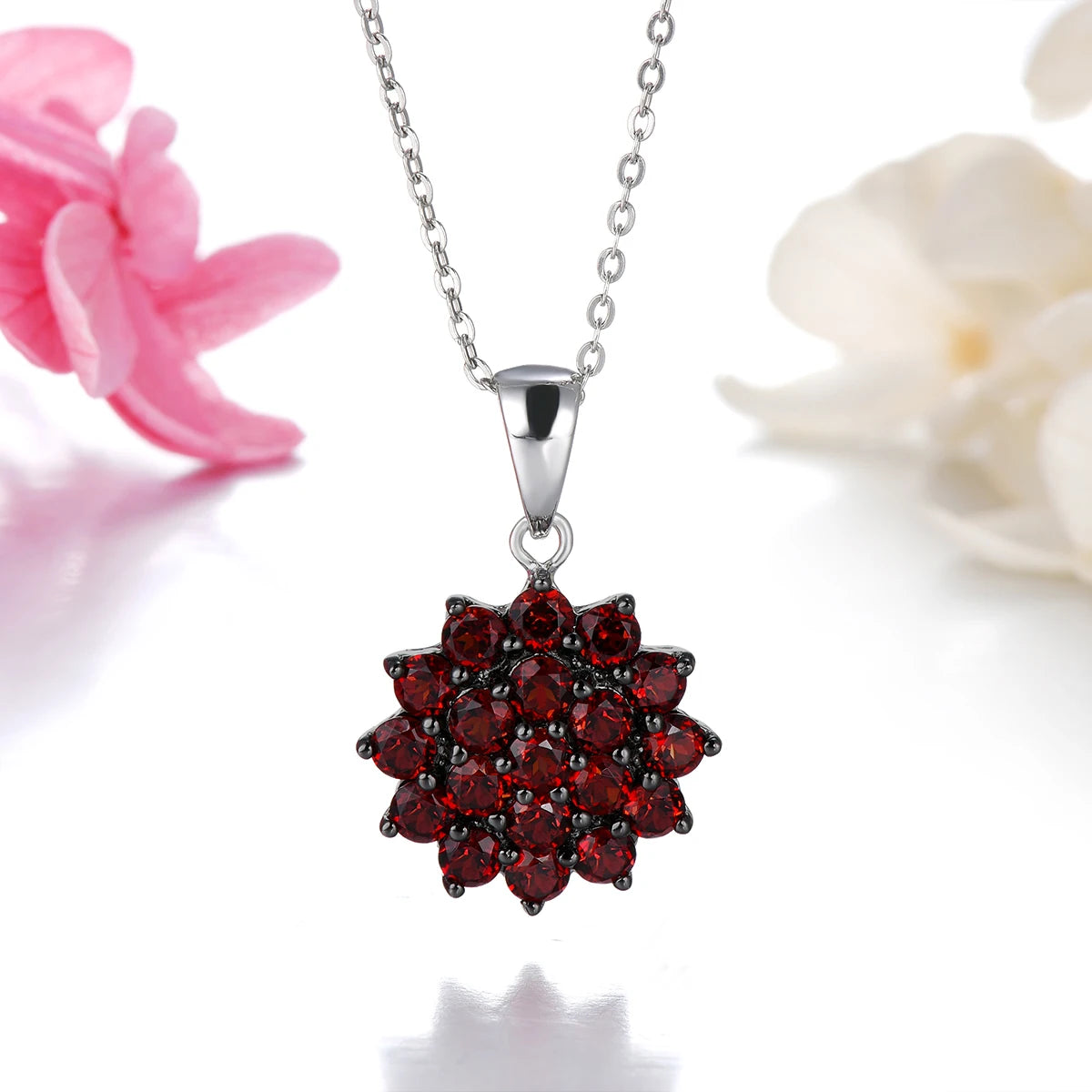 2.9 Carats Red Natural Garnet Sterling Silver Pendants