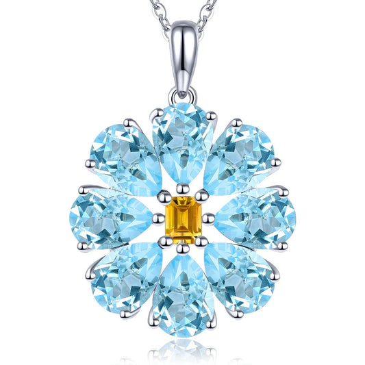 6.5 Carats Natural Blue Topaz Sterling Silver Pendants