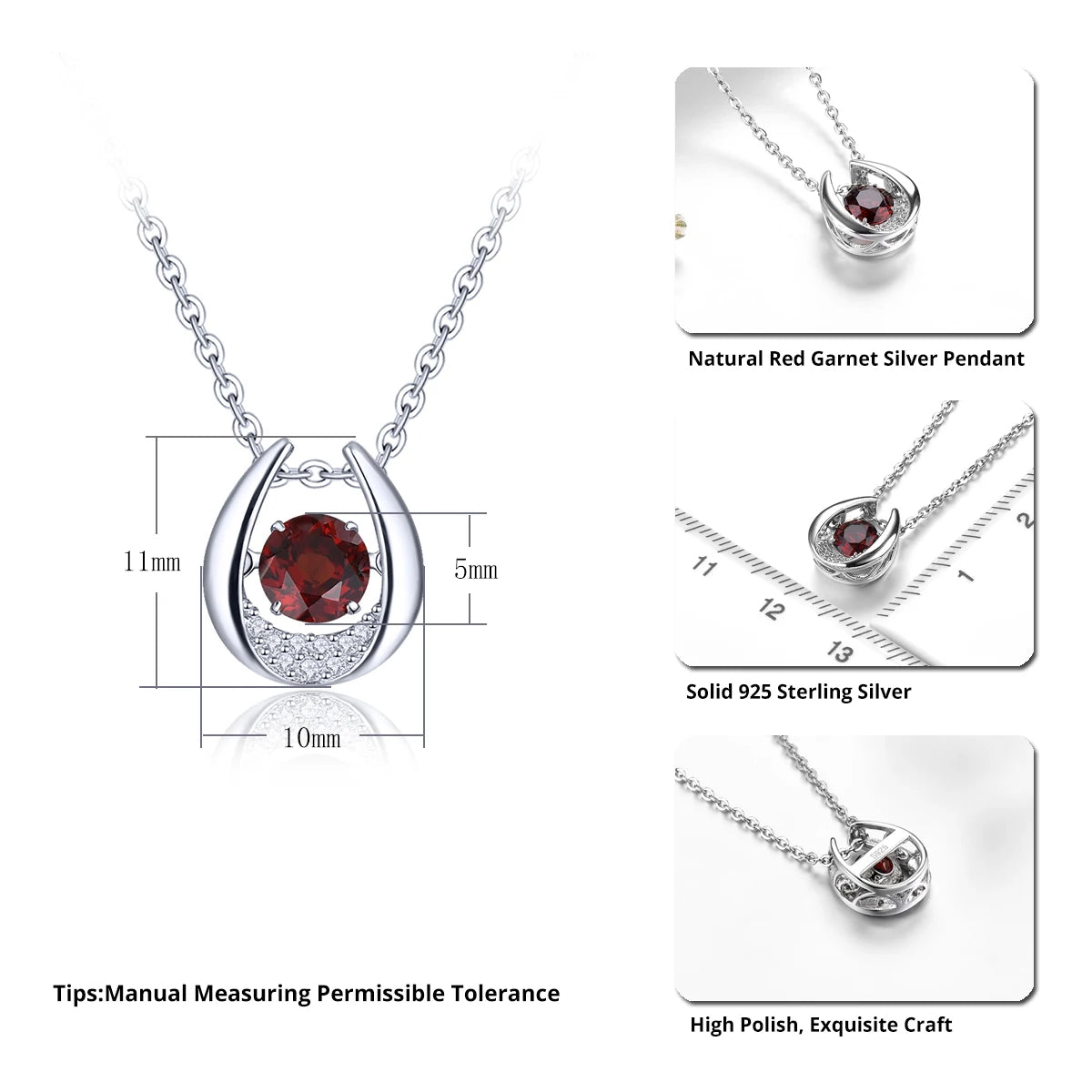 Red Garnet Sterling Silver Pendants