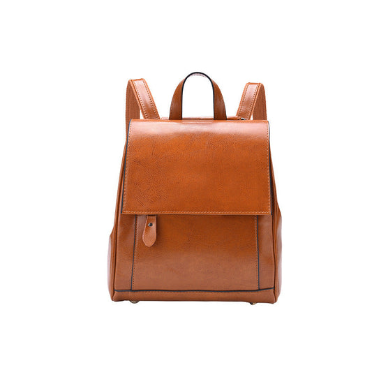 Retro Style Genuine Leather Women's Backpack