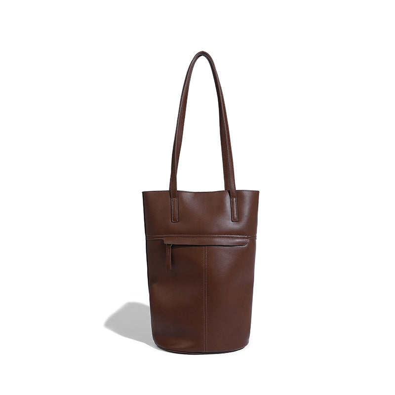 Tanned Cowhide Retro Style Tote Leather Shoulder Bag