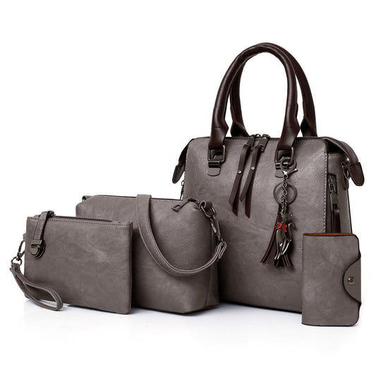 Women's Retro Crossbody Gray Bag Four-piece Set